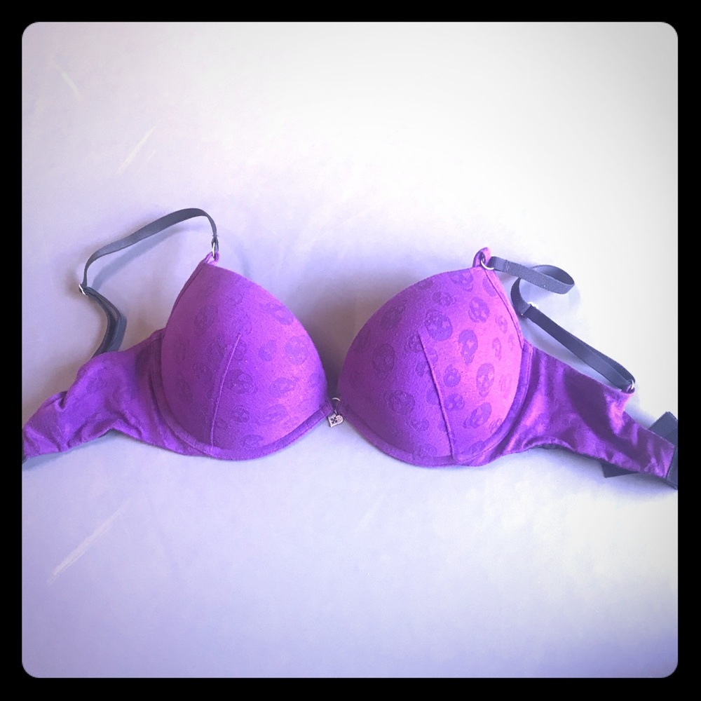 Black Heart From Hot Topic 32D Bra purple w/skulls